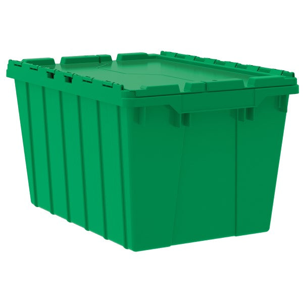 Akro-Mils® Attached Lid Container, 12 gal, 21 1/2"L x 12 1/2"H x 15"W, Green, 1/Each