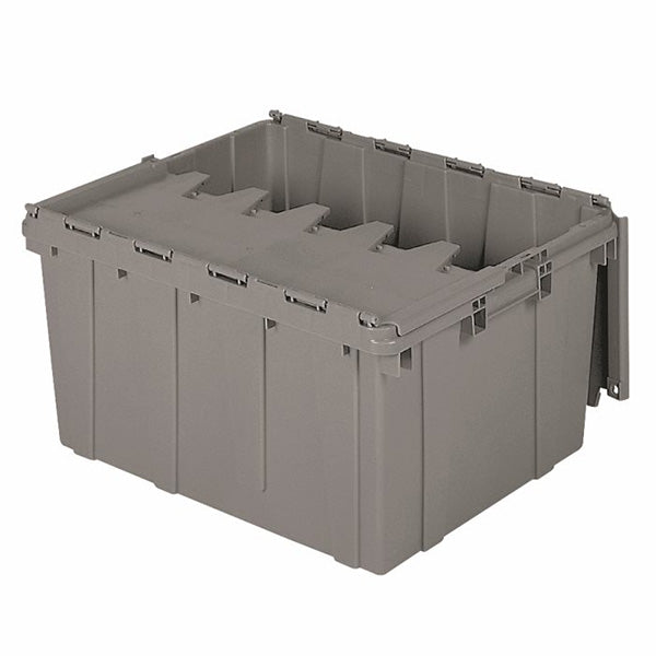 Akro-Mils® Attached Lid Container, 17 gal, 24"L x 12 1/2"H x 19 1/2"W, Gray, 1/Each