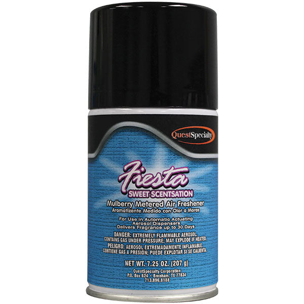 QuestSpecialty® Fiesta Metered Air Freshener, Sweet Scentsation Mulberry, 7.25 oz Aerosol, 12/Case