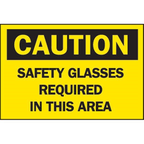 Brady® "Caution: Safety Glasses Required In This Area" Aluminum Sign