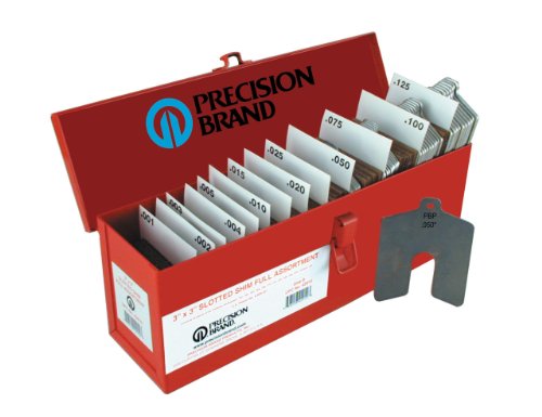 PRECISION BRAND SIZE A 2X2 ASSORTED SLOTTED SHIMS 260 PC (1 BX)