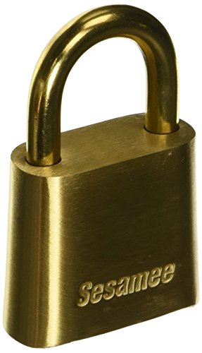 Sesamee K0436 4 Dial Bottom Resettable Combination Brass Padlock with 1-Inch Shackle and 10,000 Potential Combinations