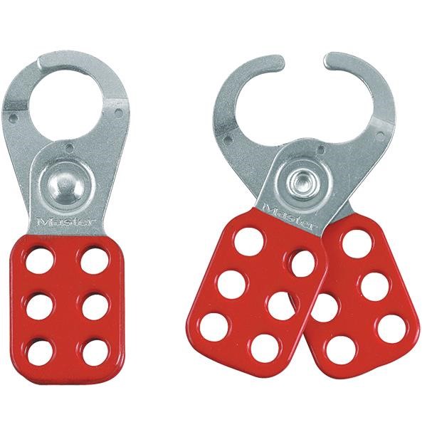 Master Lock® Steel Lockout Hasp, 1" Jaws, Red, 1/Each