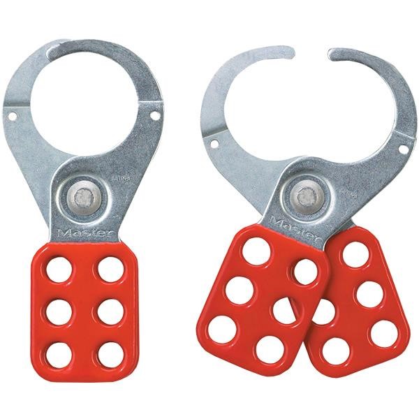 Master Lock® Steel Lockout Hasp, 1 1/2" Jaws, Red, 1/Each