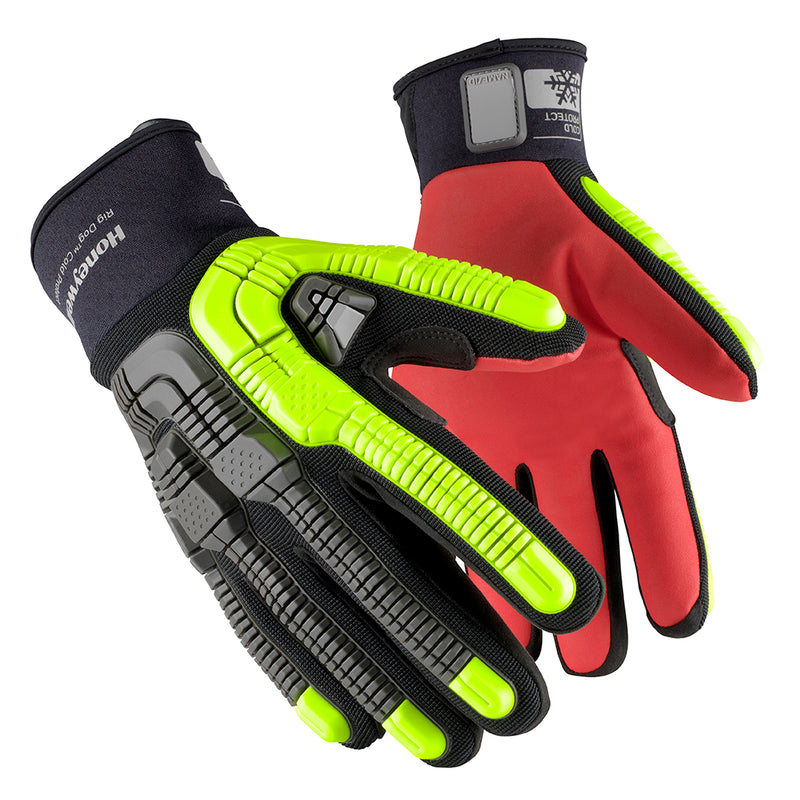 Honeywell Rig Dog™ Gloves, Cold Protect w/ Slip-On Cuff, X-Large, Black/Red/Green, 1/Pair