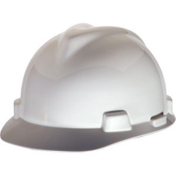 MSA V-Gard® Standard Slotted Cap w/ Staz-On® Suspension, White, 1/Each