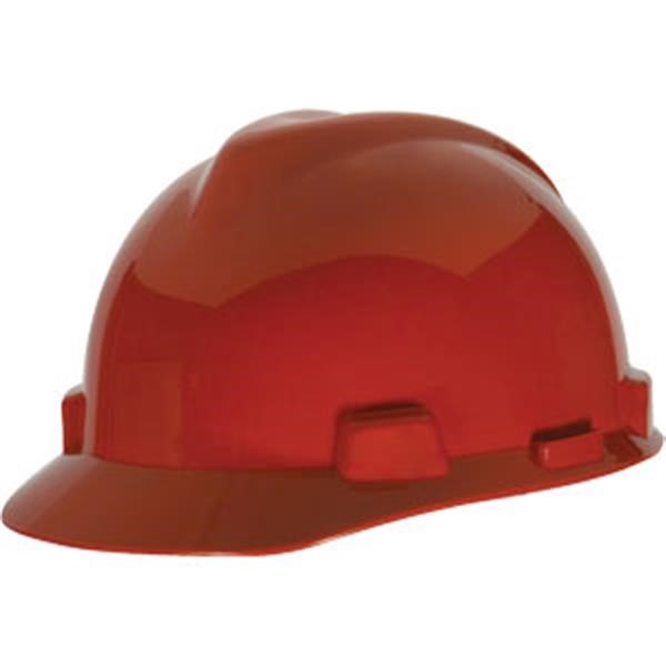 MSA V-Gard® Standard Slotted Cap w/ Staz-On® Suspension, Red, 1/Each