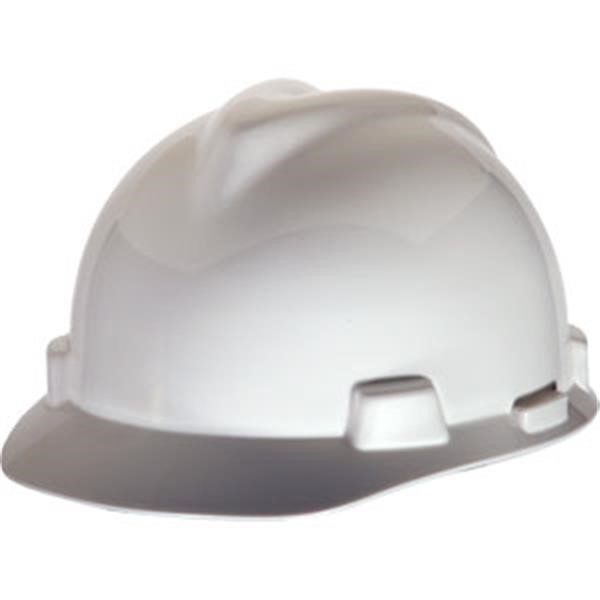MSA V-Gard® Standard Slotted Cap w/ Fas-Trac® Suspension, White, 1/Each