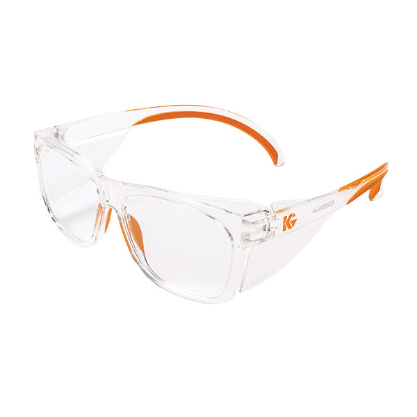 KleenGuard™ Maverick™ Eyewear, Clear Frame w/ Orange Tips, Clear Anti-Fog Lens, 1/Each