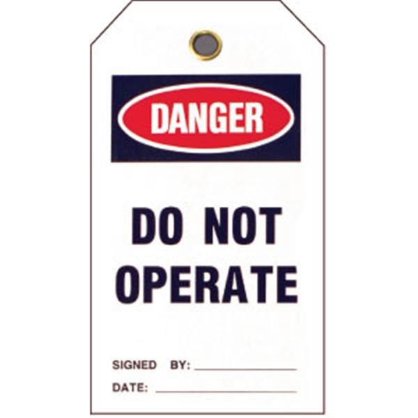 Brady® Lockout Tags, Danger: "Do Not Operate", Vinyl, 5 1/2" x 3", Red/Black/White, 25/Pkg