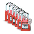 Brady® Safety Padlocks, Red, 6/Pkg