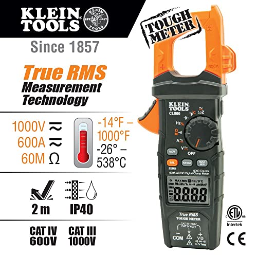 KLEIN TOOLS DIGITAL CLAMP METER  AC/DC AUTO-RANGING  600A (1 EA)