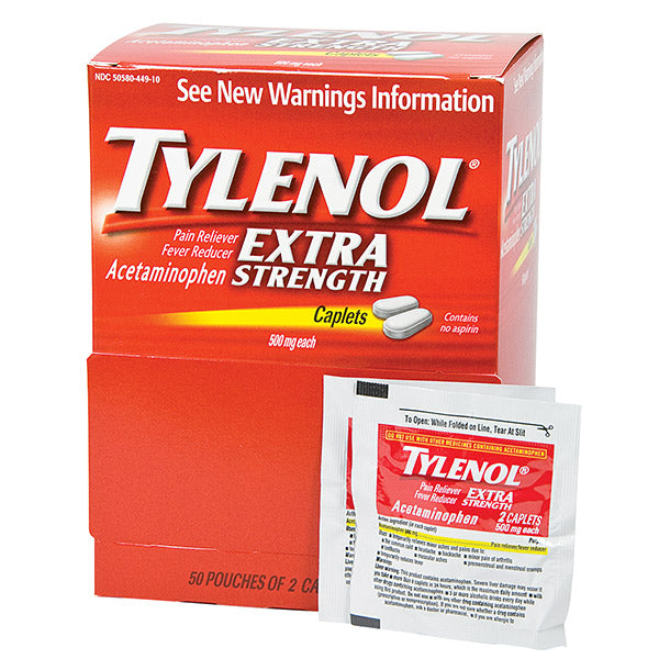 Tylenol® Extra Strength Caplets, 2 Pack/50 Each