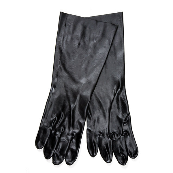 MCR Safety® Industrial Grade Supported PVC Gloves, Single Dipped, Smooth Finish, 18" Gauntlets, Large, Black, 12/Pair