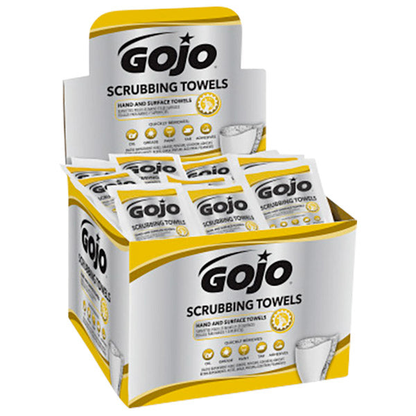 Gojo® Heavy-Duty Scrubbing Towels, Gray, 80/Case (Countertop Display)