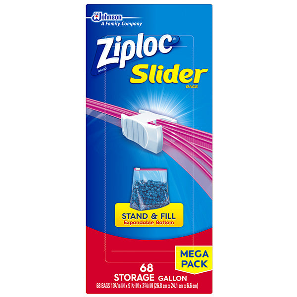SC Johnson® Ziploc® Slider Mega Storage Bags, Gallon, 68 Count/9 Case