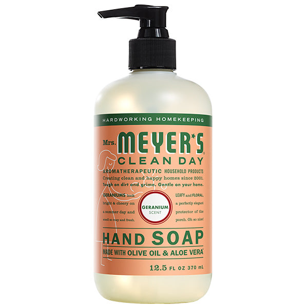 SC Johnson® Mrs. Meyers® Clean Day Hand Soaps, Geranium, 12.5 oz Pump Bottle, 6/Case