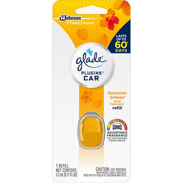 SC Johnson Glade® PlugIns® Car Refill, Hawaiian Breeze® Scent, 0.11 fl oz, 1/Each