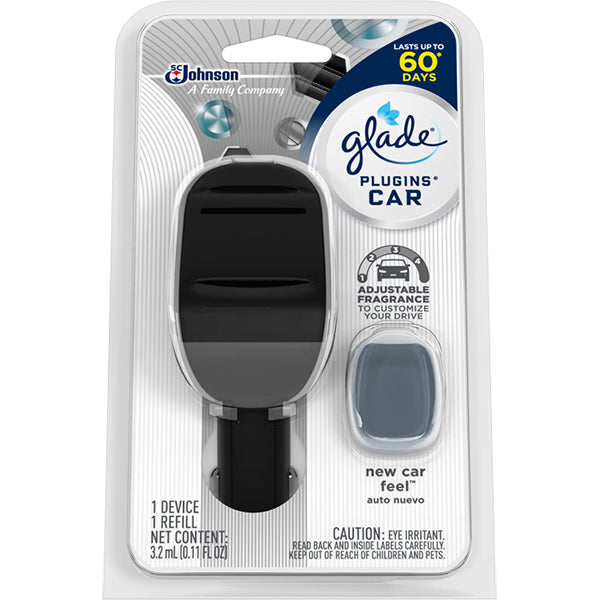 SC Johnson Glade® PlugIns® Car Holder w/ Refill, New Car Scent, 0.11 fl oz, 1/Each
