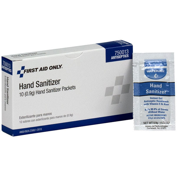 Hand Sanitizer Packets, 0.9 g, 10/Box