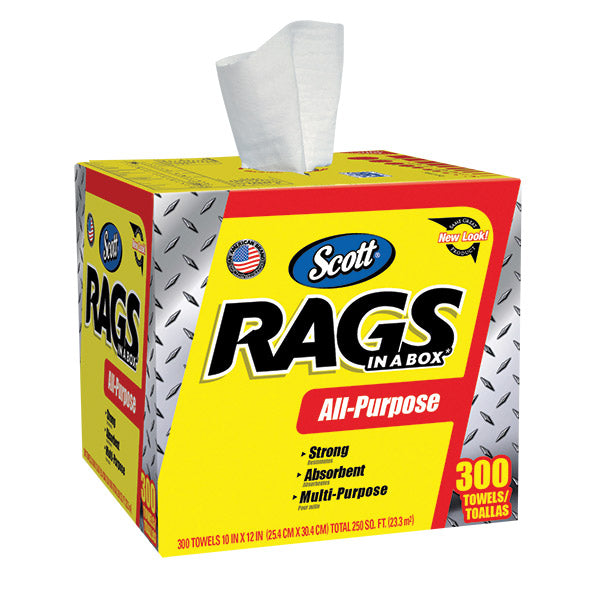 Scott® Rags In A Box, White, 300/Box