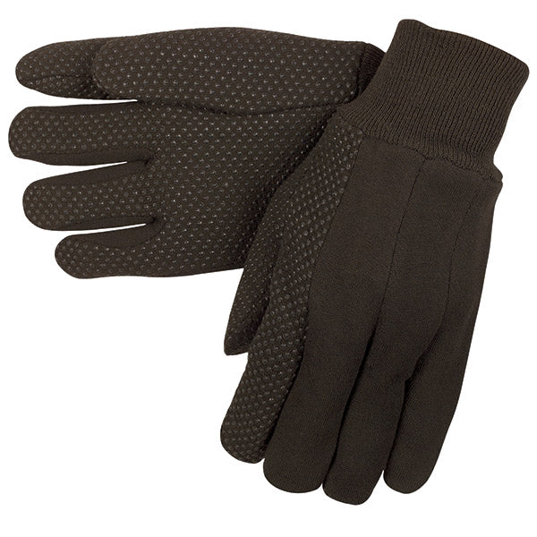 MCR Safety® Cotton Jersey Gloves, Clute Pattern, PVC Dotted, Knit Wrists