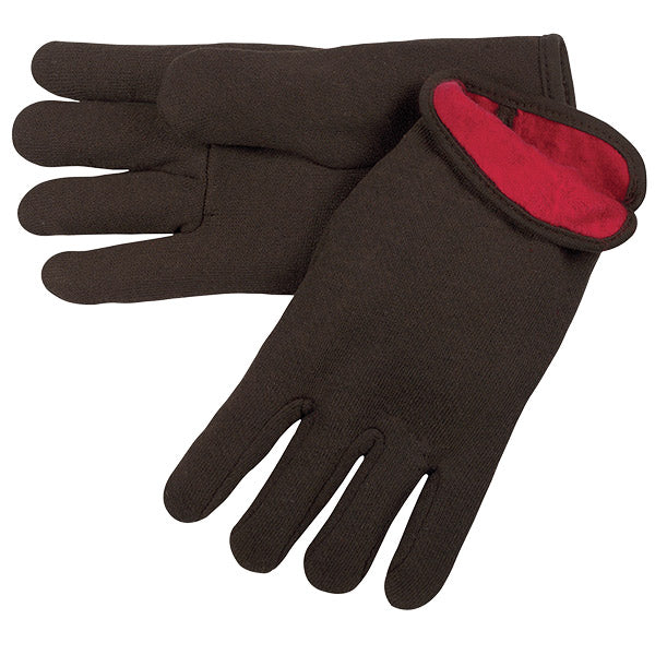 MCR Safety® Cotton Jersey Gloves, Red Fleece Lined, Open Wrists