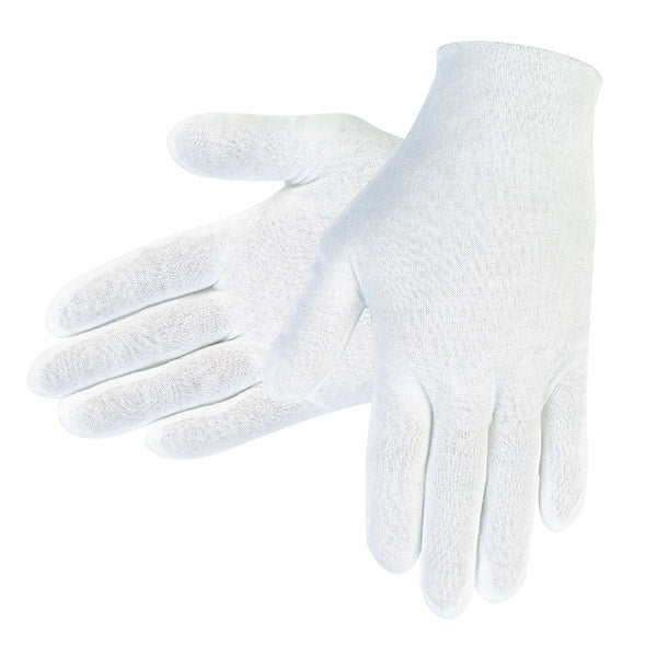 MCR Safety® Cotton Inspector Gloves, Large, White, 12/Pair