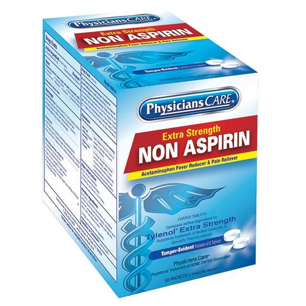 Non-Aspirin Acetaminophen Pain Reliever, 2 Pkg/50 Each