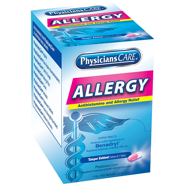 Allergy Antihistamine, 25 mg, 1 Pkg/50 Each