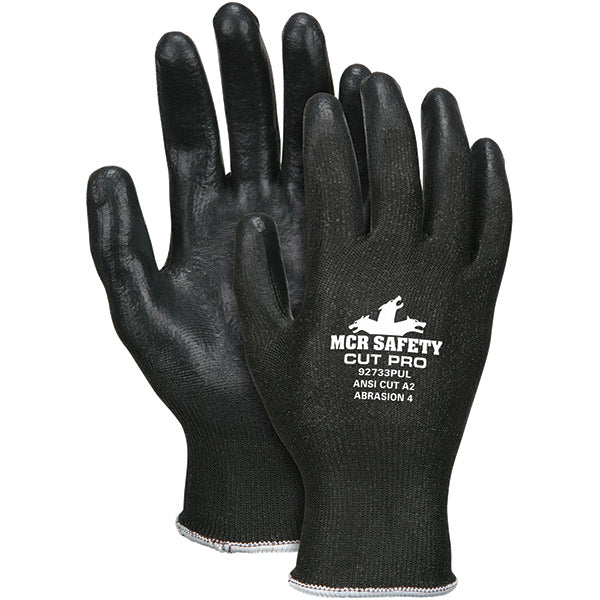 MCR Safety® Cut Pro™ Coated Gloves w/ HPPE/Synthetic Shell, 13 ga, Small, Black, 1/Pair