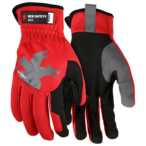 MCR Safety® HyperFit Mechanics Gloves, X-Large, Red, 1/Pair