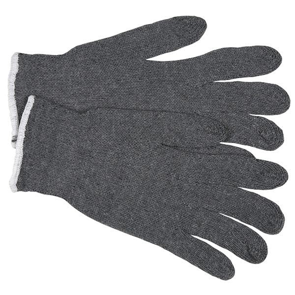 MCR Safety® Regular Weight String Knit Gloves, 70/30 Cotton/Poly, Hemmed, Large, Gray, 12/Pair