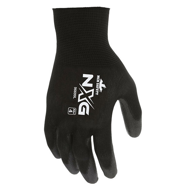 MCR Safety® NXG® PU Coated Work Gloves, Large, Black, 12/Pair