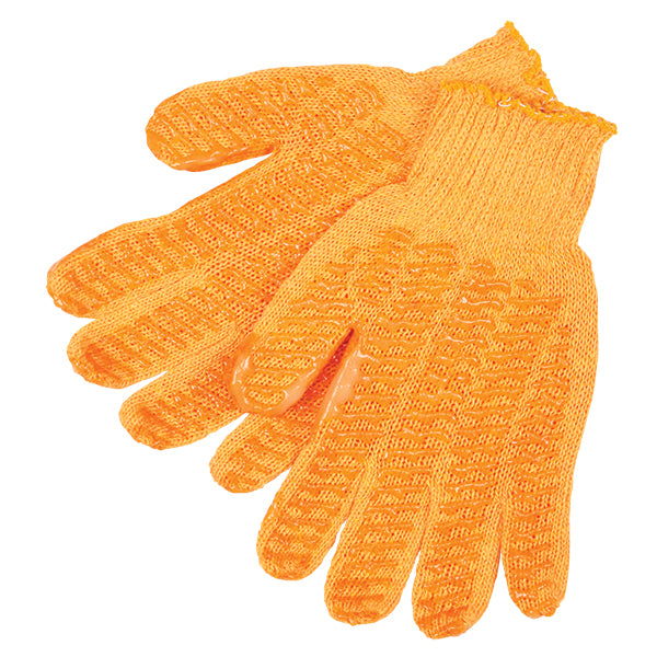 MCR Safety® Honey Grip® String Knit Gloves, Large, Orange, 12/Pair