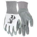 MCR Safety® NXG® Nitrile Dip Gloves, Large, White/Gray, 12/Pair