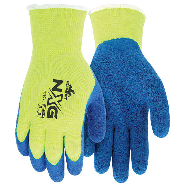 MCR Safety® NXG® Dipped Hi-Vis Gloves, 7 ga, X-Large, Yellow, 12/Pair