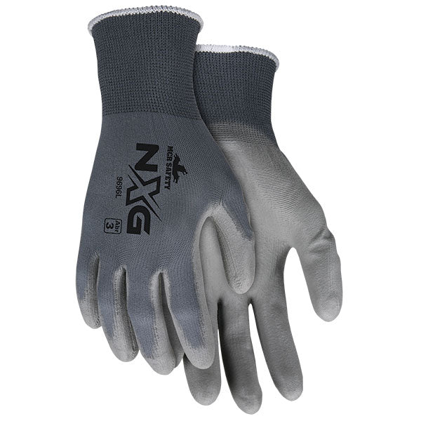 MCR Safety® NXG® PU Gloves, Large, Gray, 12/Pair