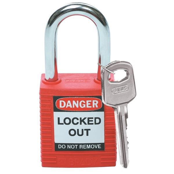 Brady® Safety Padlock, Red, 1/Each