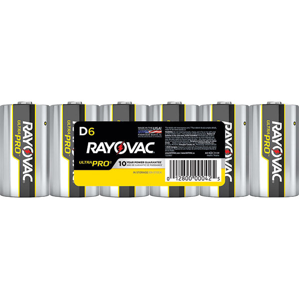 Rayovac® Ultra Pro™ D Alkaline Batteries, Shrink Wrapped, 6/Pkg