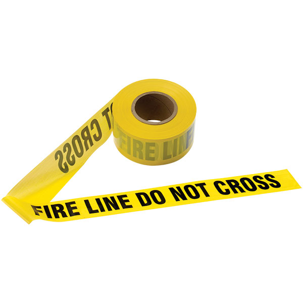 Presco Barricade Tape, 2.5 mil, "Fire Line Do Not Cross", Yellow, 1/Each