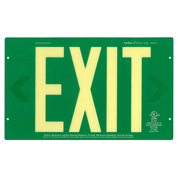 EverGlow® Photoluminescent Exit Sign