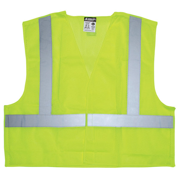 MCR Safety® Luminator™ Class 2 Breakaway Mesh Vest, Large, Lime, 1/Each