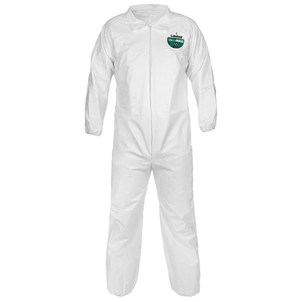 Lakeland MicroMax® NS Coveralls w/ Elastic Wrists & Ankles, Large, White, 25/Case