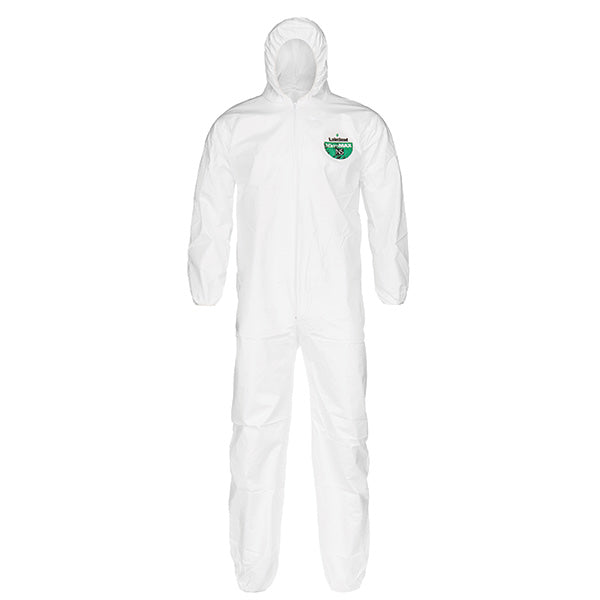 Lakeland MicroMax® NS Coveralls w/ Hood & Elastic Wrists & Ankles, X-Large, White, 25/Case