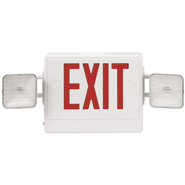 Combination Red Exit/Lighting Unit, White, 1/Each