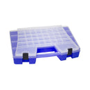 Akro-Mils® Portable Storage Organizer, 62 Compartments, 18 1/2"L x 3 3/8"H x 13 1/8"W, Blue/Clear, 1/Each