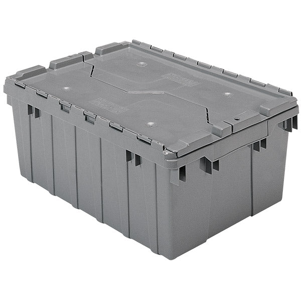 Akro-Mils® Attached Lid Container, 8.5 gal, 21 1/2"L x 9"H x 15"W, Gray, 1/Each