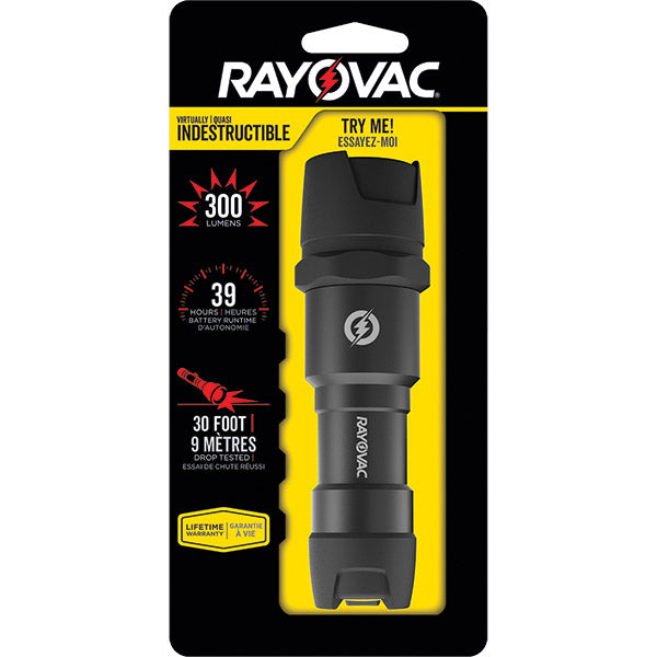 Rayovac® Virtually Indestructible 3AAA LED Flashlight, Black, 1/Each