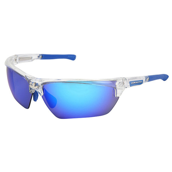 MCR Safety® Dominator™ 3 Eyewear, Clear/Blue Frame, Blue Diamond Mirror Lens, 1/Each